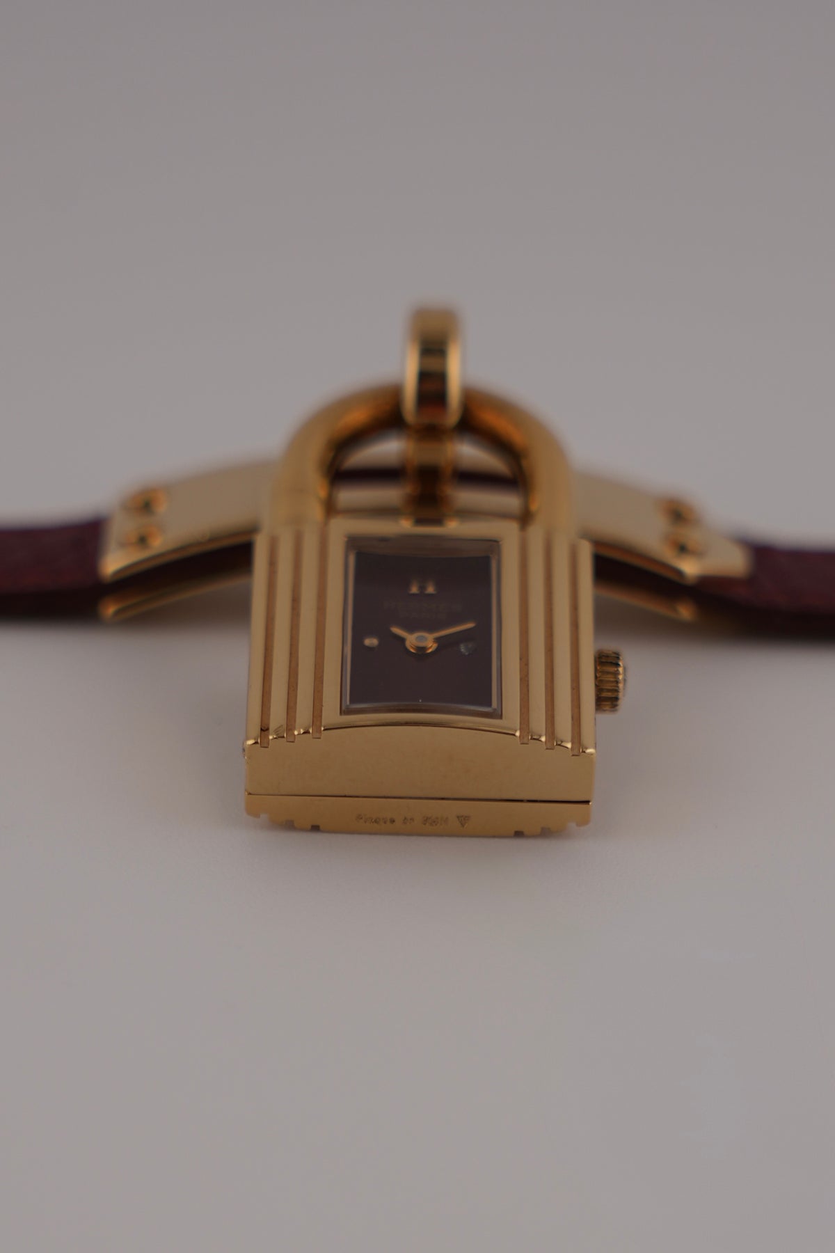 Hermes Paris Kelly Lock Watch - Burgundy - with Box, Booklets and a Tag