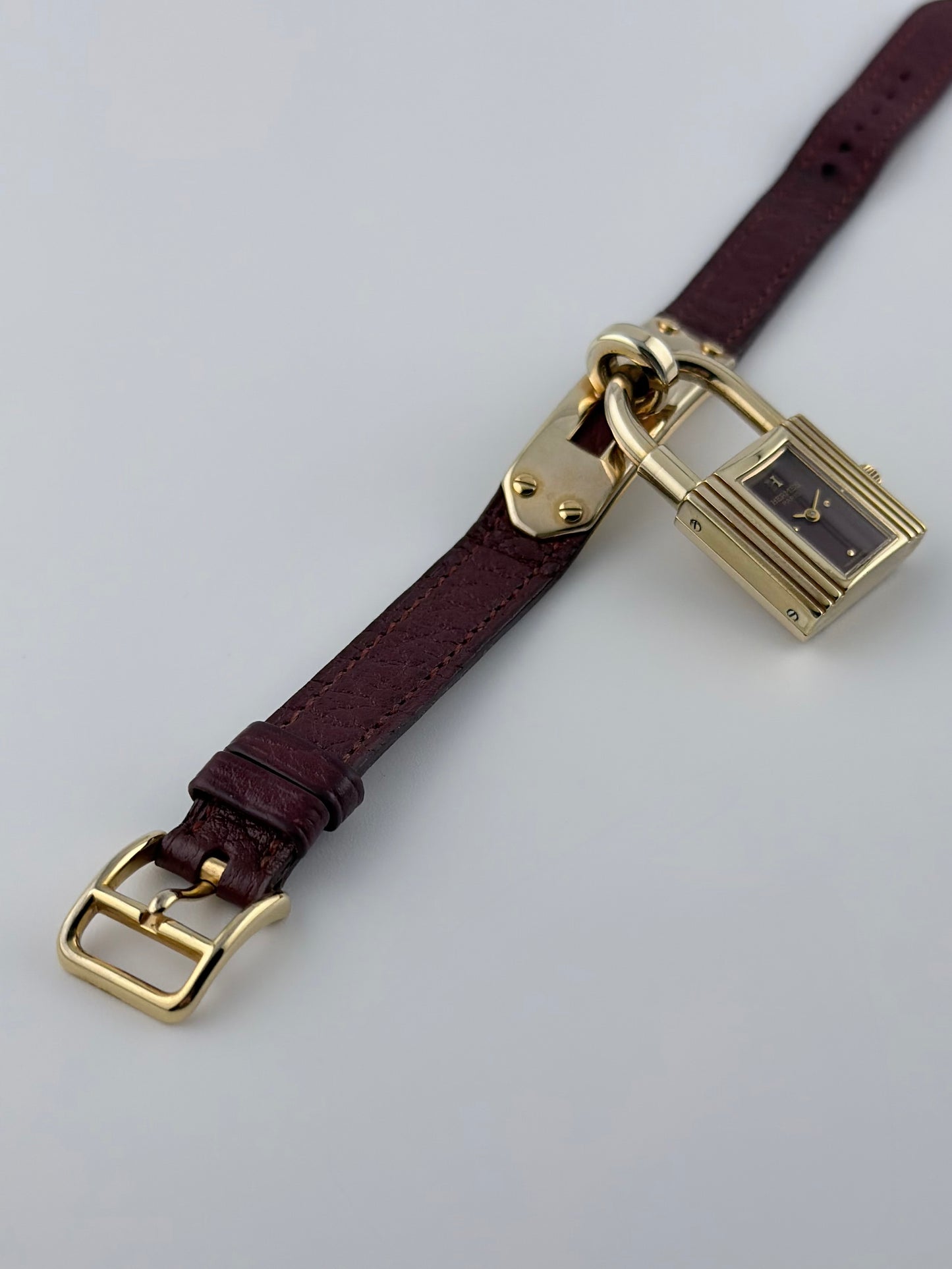 Hermes Paris Kelly Lock Watch -  Burgundy - Original Box