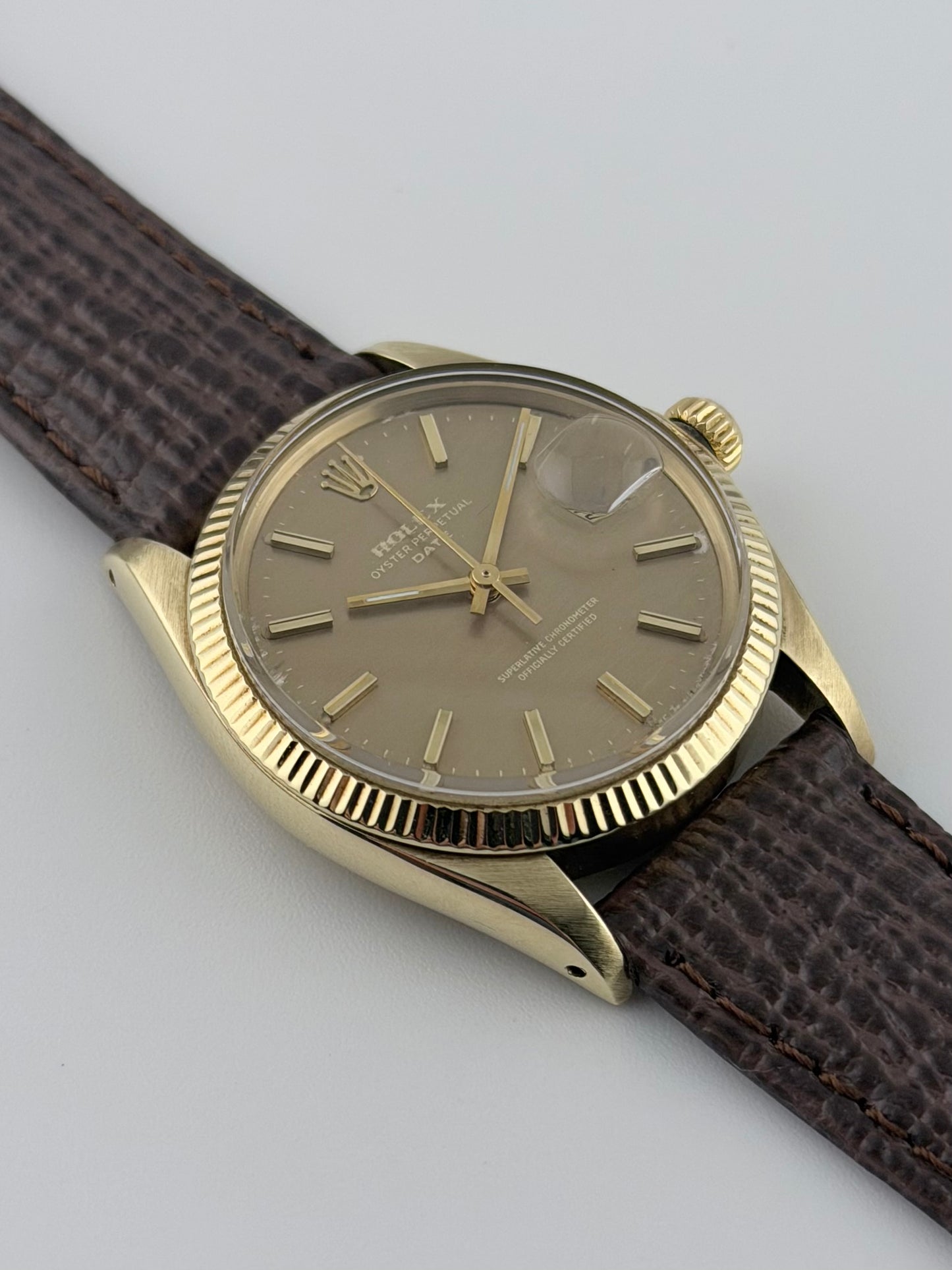 Rolex Oyster Perpetual Date Automatic - 1503 - Ultra Rare Havana Shantung Dial - Solid 14k Gold