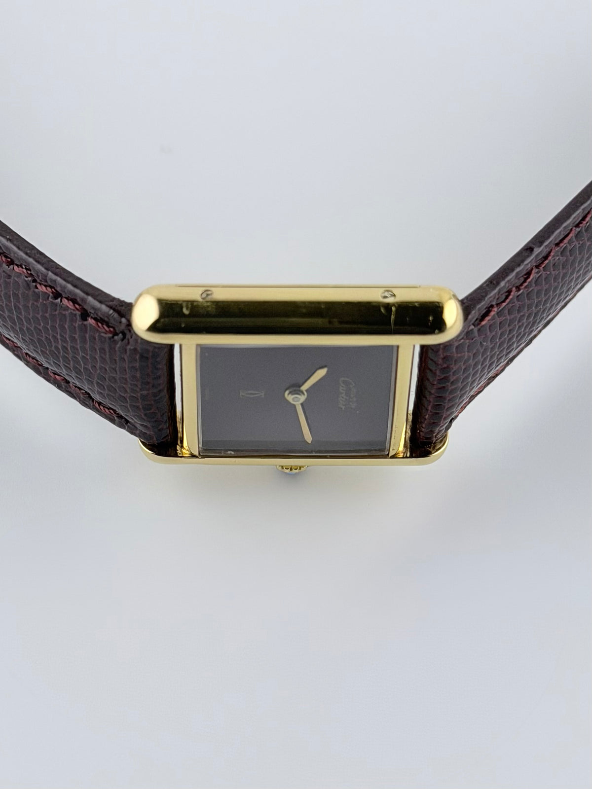 Cartier Must De Tank Paris Manual Wind - 3 - Burgundy Dial - with Pouch & Papers - Ladies