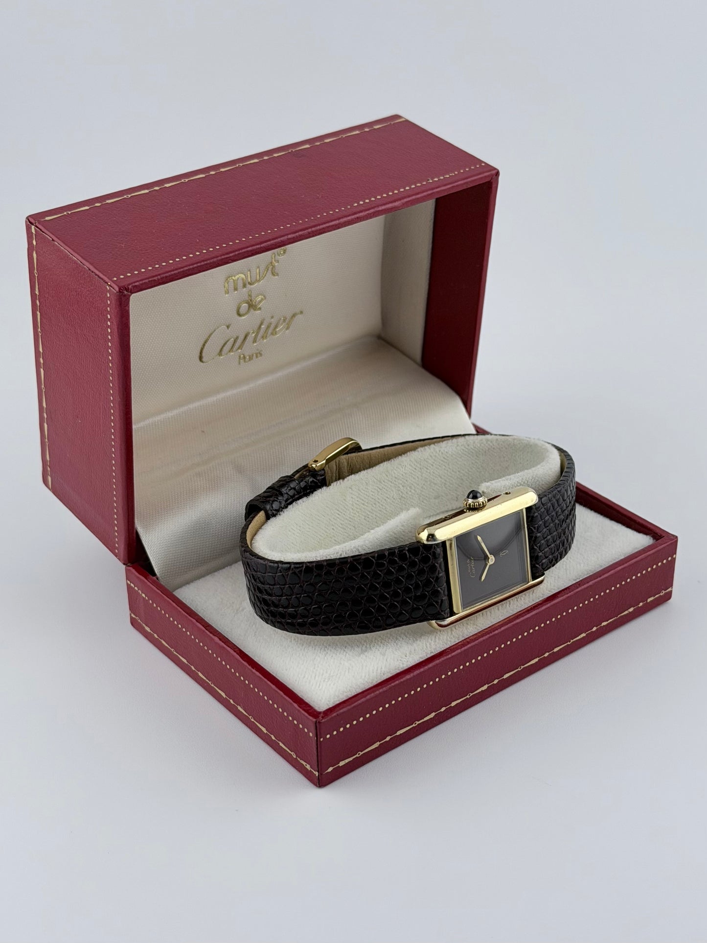 Cartier Must de Tank - 3 - Manual Wind - "Wood" Dial - Original Box - Ladies