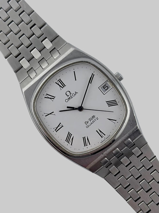 Omega DeVille Quartz Date 192.0051 - White Roman Numeral Dial