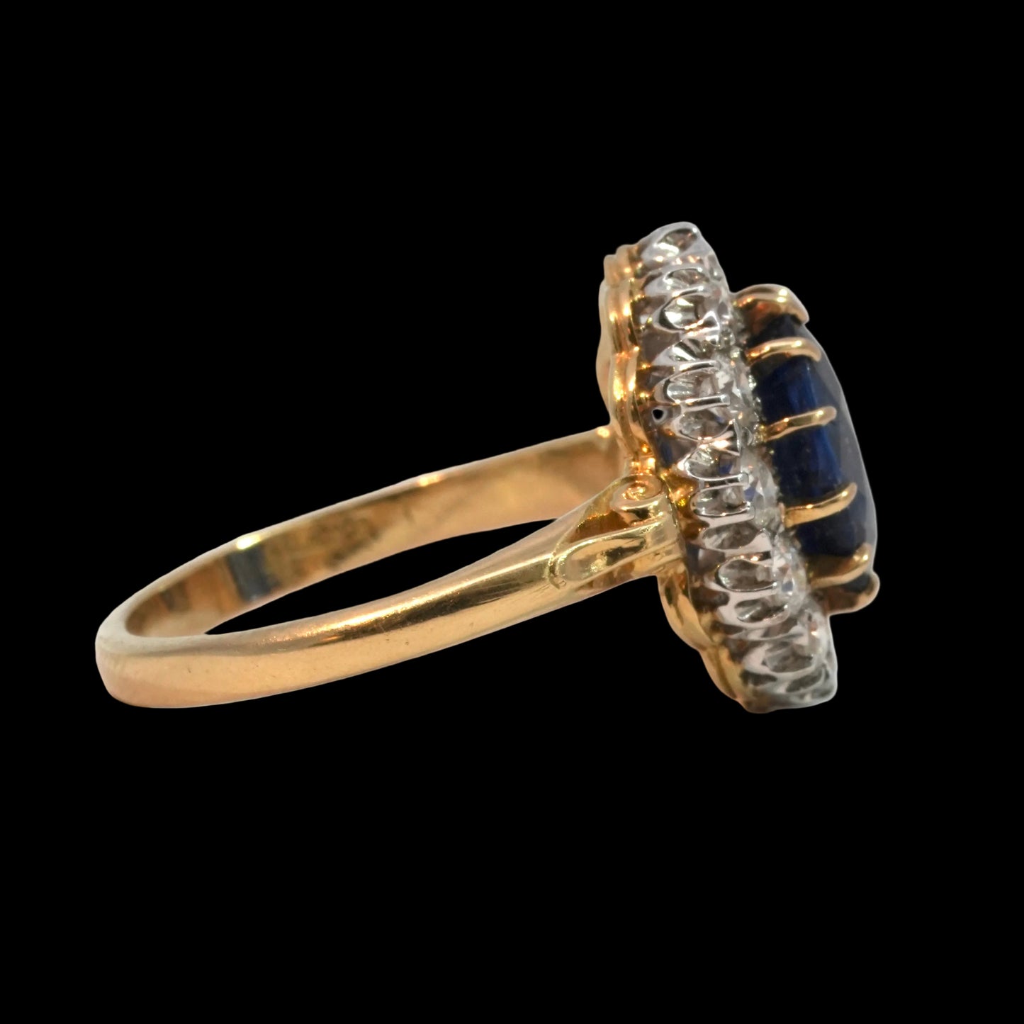 Sapphire & Diamond Cluster Ring - 18k Yellow Gold