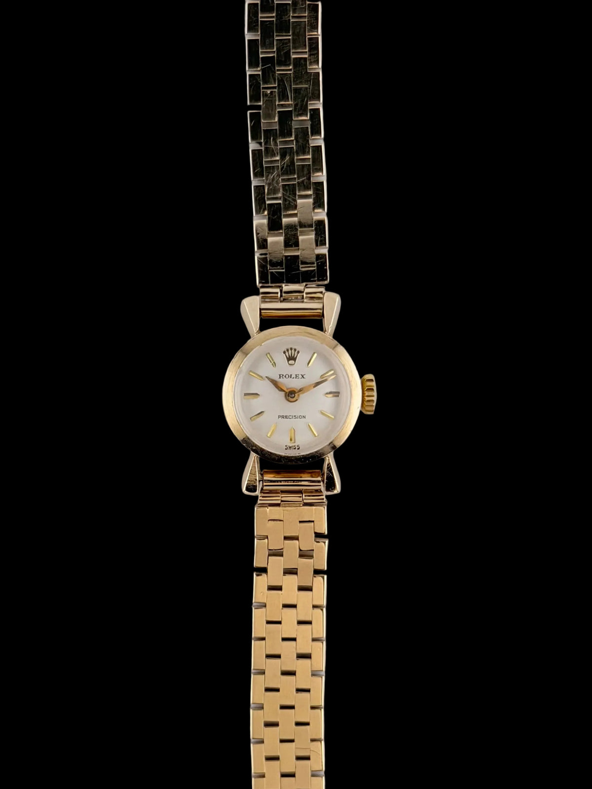 Rolex Precision Ladies Cocktail Watch Manual Wind - 1961 - Solid 9ct Gold - Gold Bracelet - Boxed