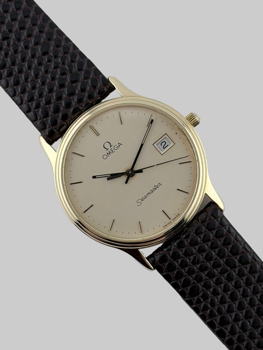 Omega Seamaster Quartz Date 9ct Solid Gold - 196.775