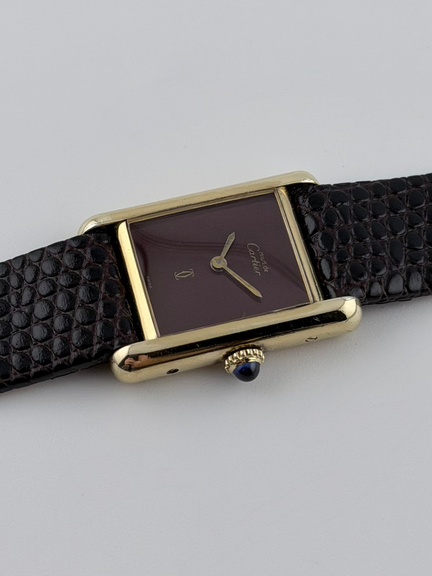Cartier Must De Paris Tank Manual Wind - 3 - Burgundy Dial - Ladies