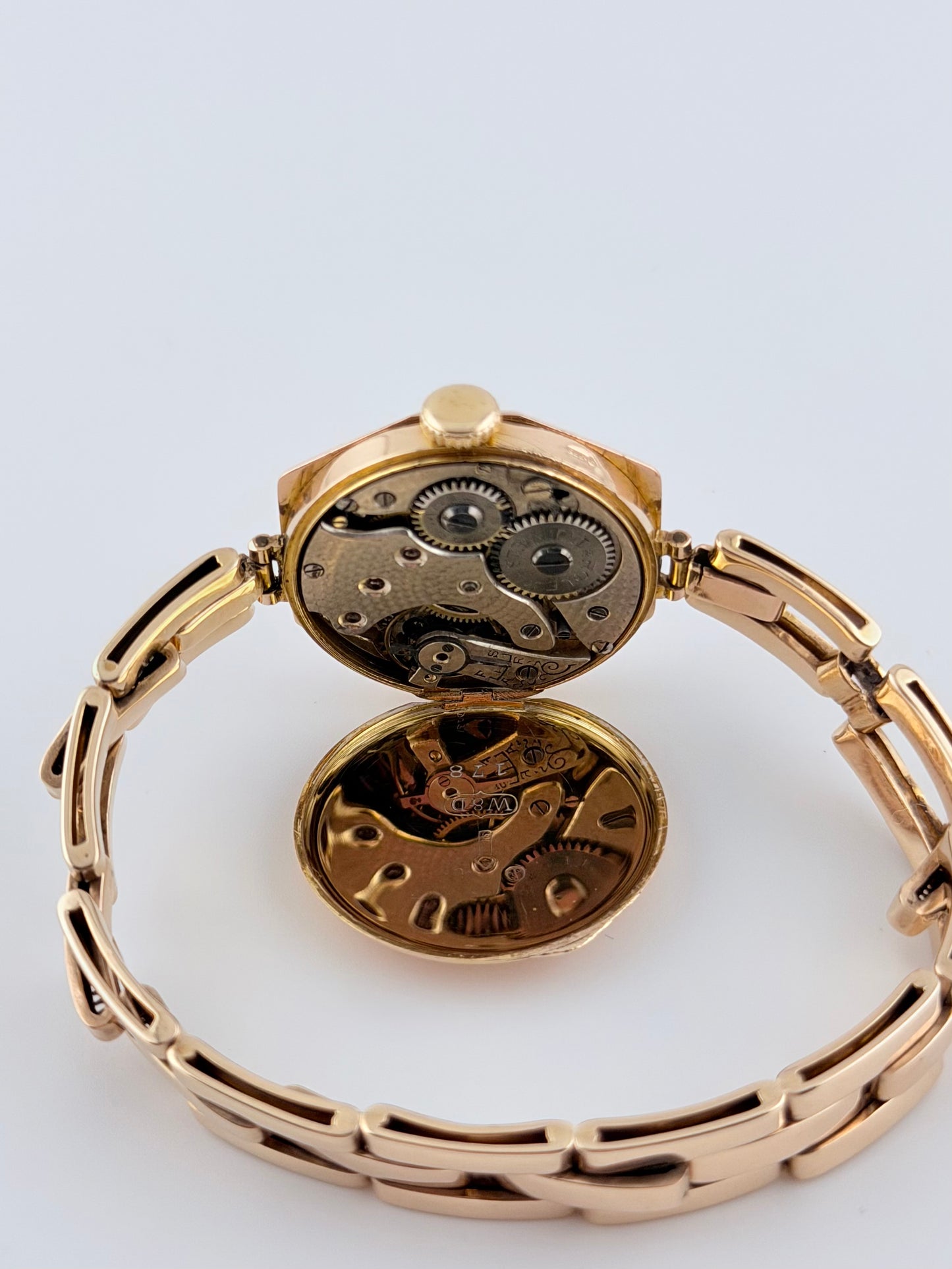 Rolex Ladies Cocktail Watch Manual Wind - Rare 1920s - Solid 9ct Gold - Tropical Guilloche Dial