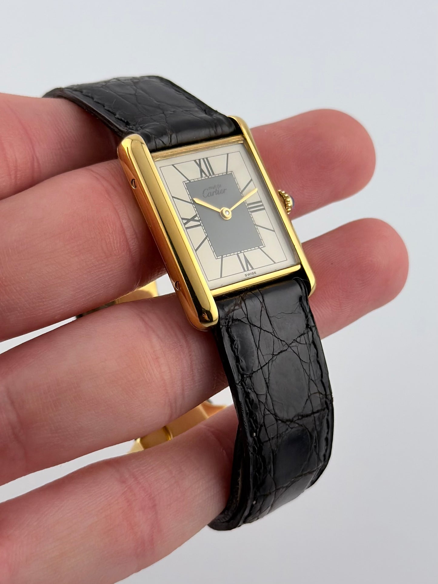 Cartier Tank Must De Tank Vermeil - Grey Art Deco Dial 590005 - Original Strap and Buckle