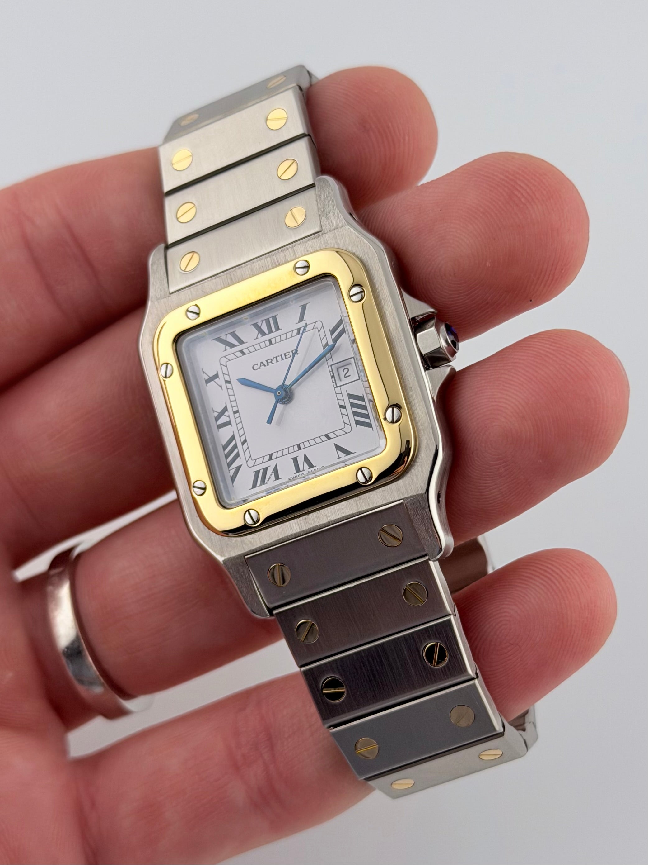 洋楽 DAIKITSUNETATHEFIRSTSUITE FOR CARTIER Cartier Santos Carree Automatic Date - Bi Metal - 2961 – The Wrist
