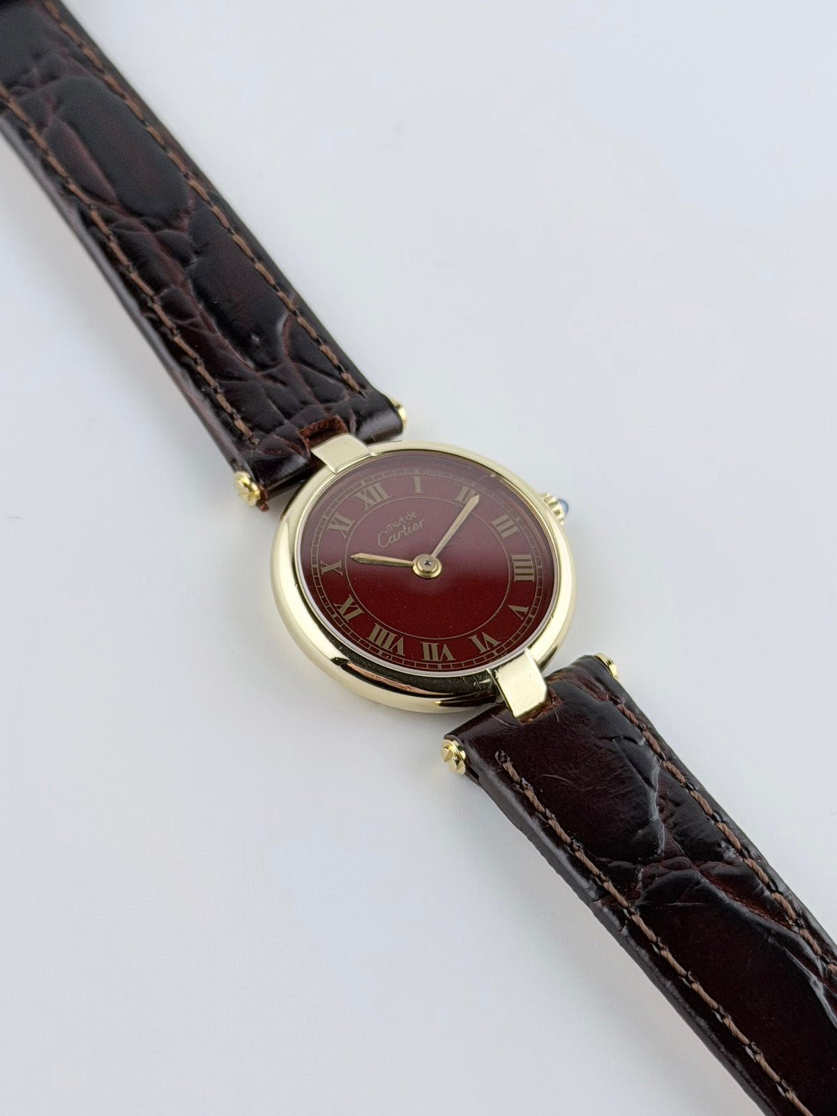 Cartier must de Vendome Quartz - 18 - Burgundy Roman Numeral Dial