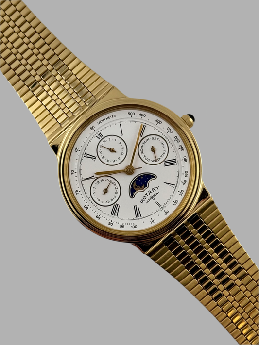 Rotary Moonphase Quartz Day-Date 1990s - Near NOS