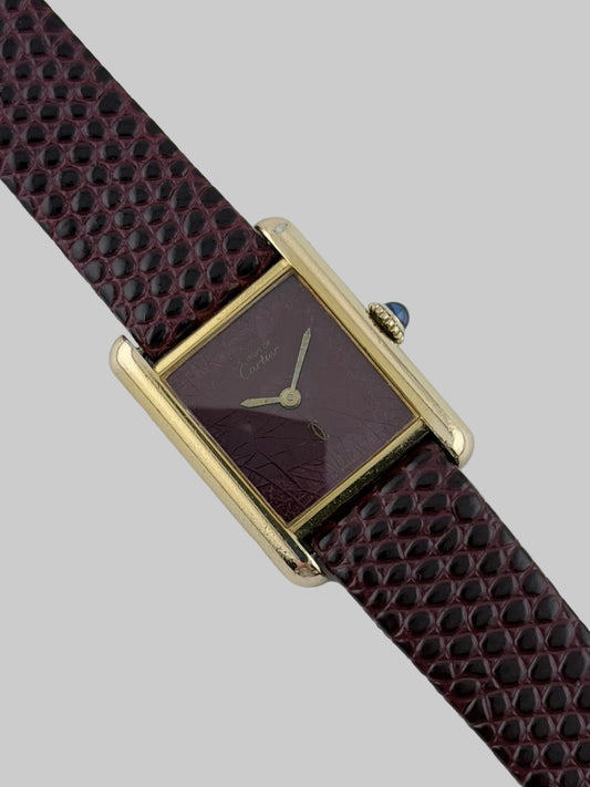 Cartier Must de Tank - 3 - Manual Wind - Burgundy Dial - Ladies