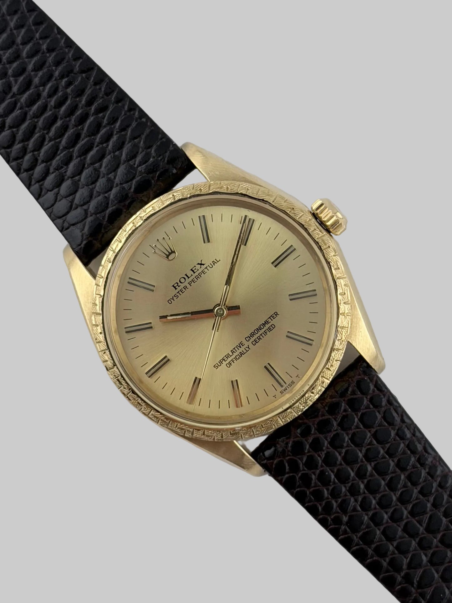 Rolex Oyster Perpetual Automatic 18kt Gold - 1030 - Rare Decorated Bezel