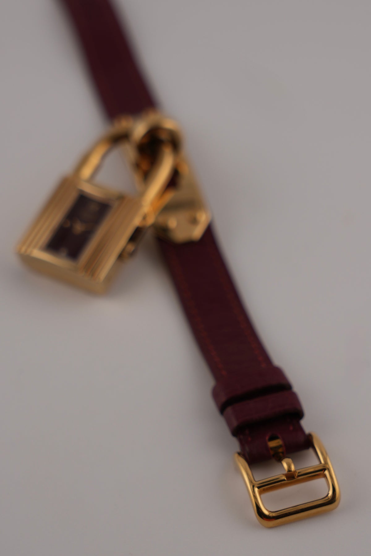 Hermes Paris Kelly Lock Watch - Burgundy - with Box, Booklets and a Tag