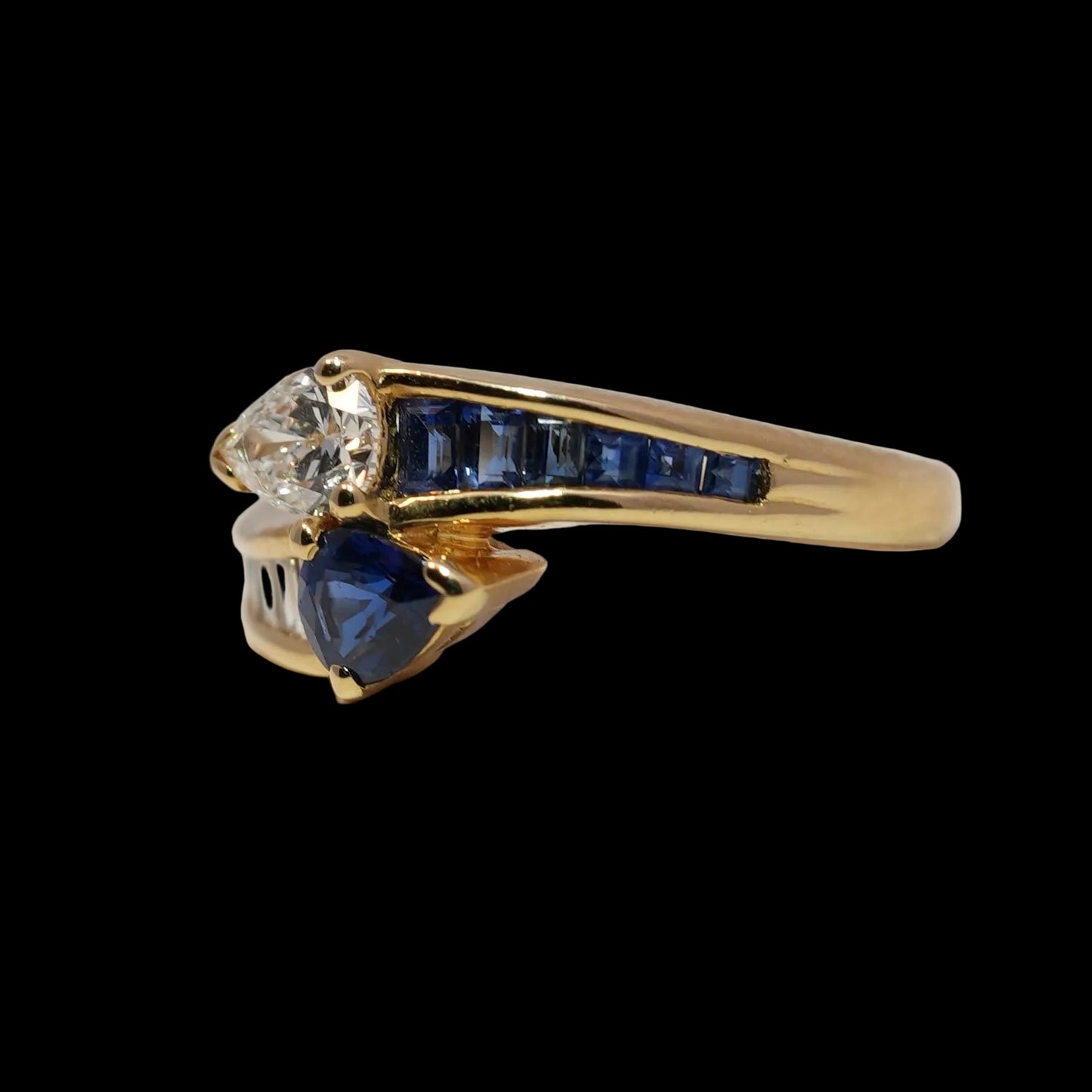Sapphire & Diamond Toi et Moi Ring