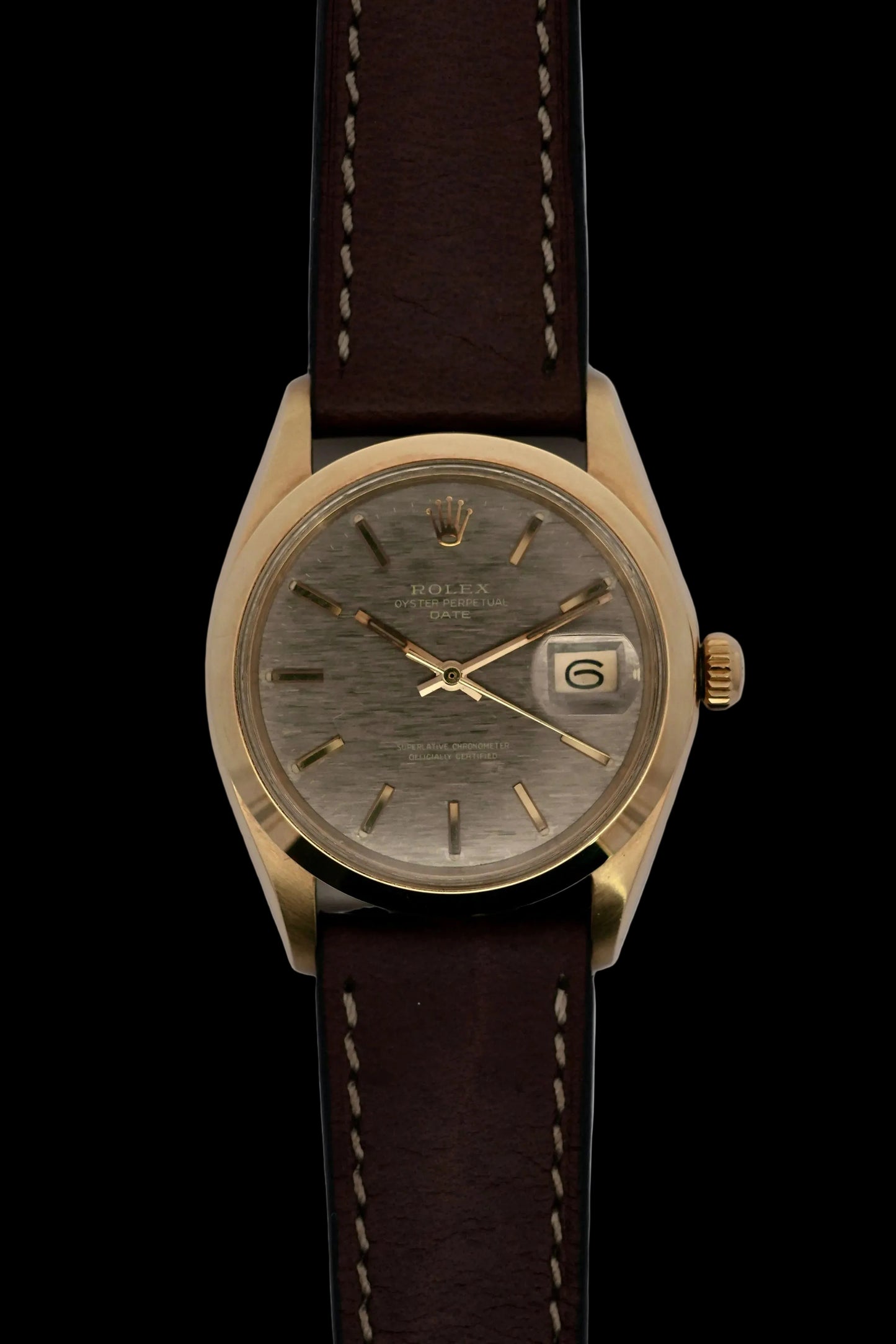 Rolex Oyster Perpetual Date Automatic - 1500 - 14k Gold - Rare Shantung Dial