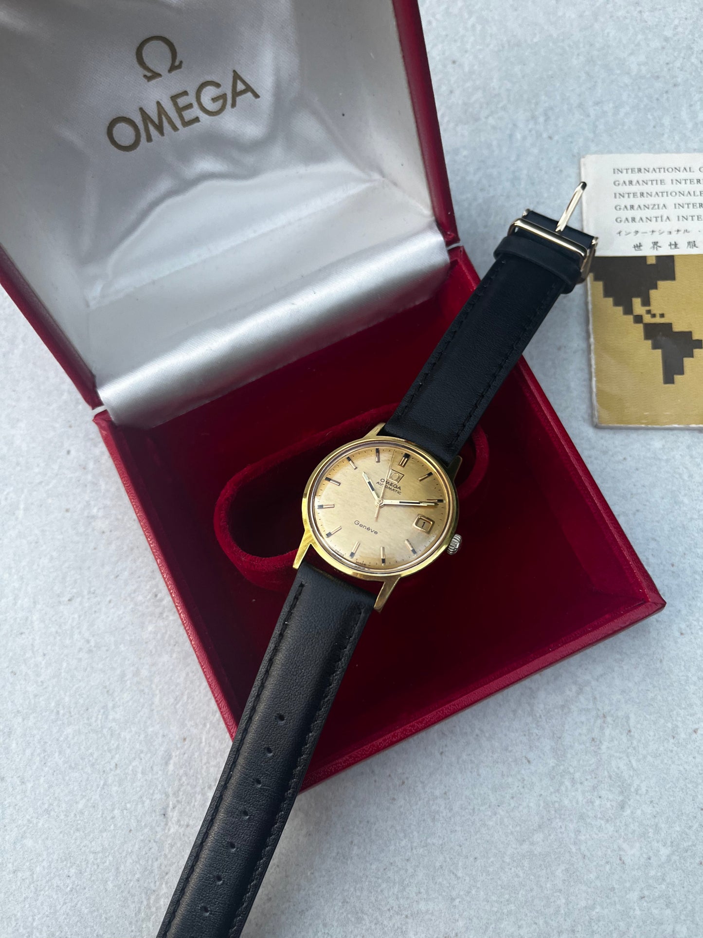 Omega Geneve Automatic Shantung Dial 166.070 Box and Papers