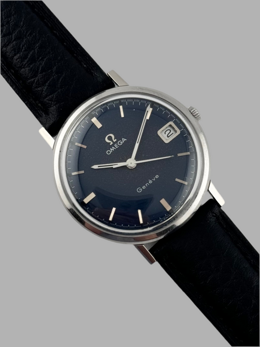 Omega Geneve Manual Date - 132.019SP - Rare Blue Dial