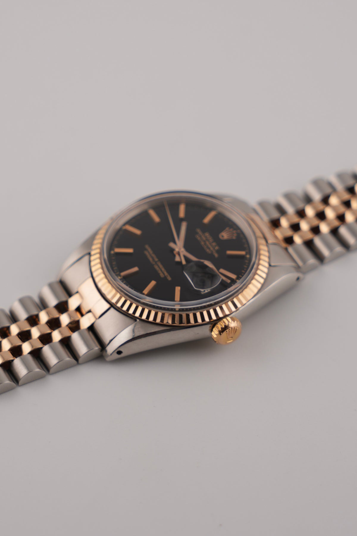 Rolex Datejust Oyster Perpetual - 1601 - Black Dial - 18k Rose Gold & Steel