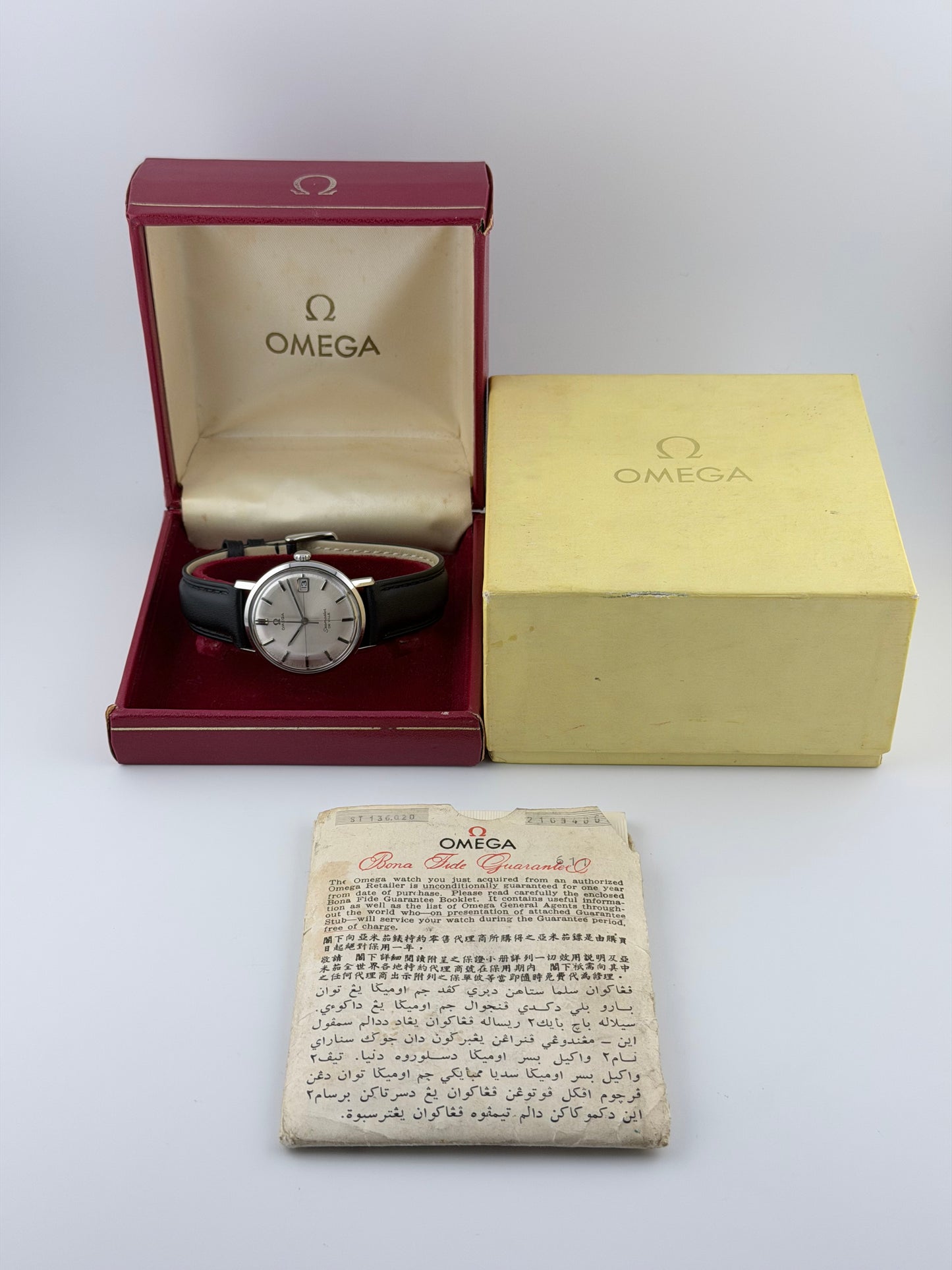 Omega Seamaster DeVille Manual Wind 136.020 - Rare Crosshair Dial - Box and Papers