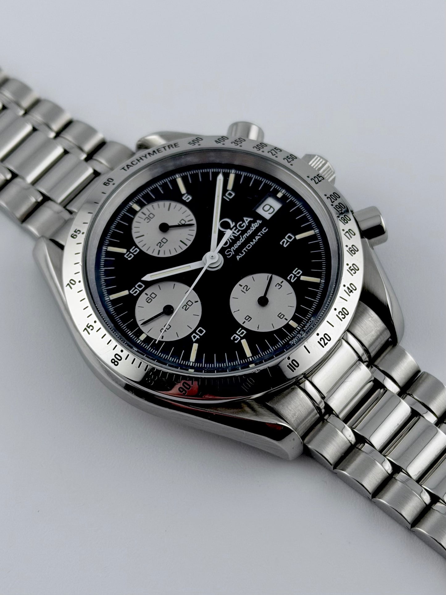 Omega Speedmaster Automatic Date - 175.0043 - Rare Reverse Panda Dial - Box and Papers
