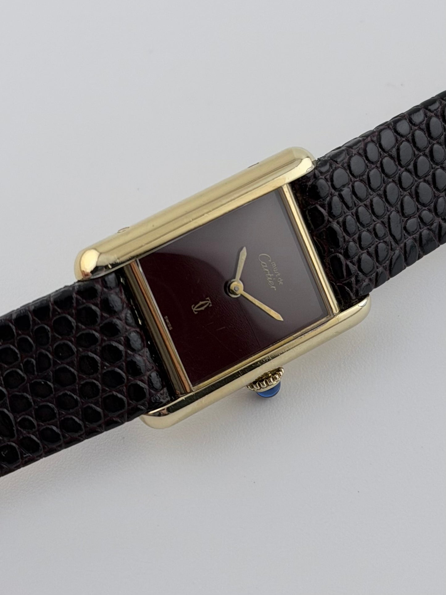 Cartier Must De Paris Tank Manual Wind - 3 - Burgundy Dial - Ladies