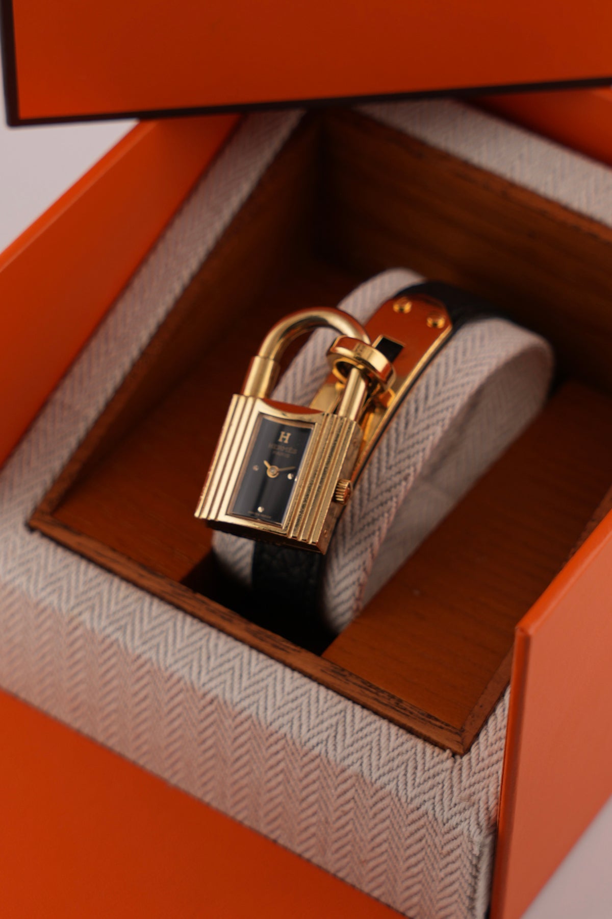 Hermes Paris Kelly Lock Watch -  Black - with Box