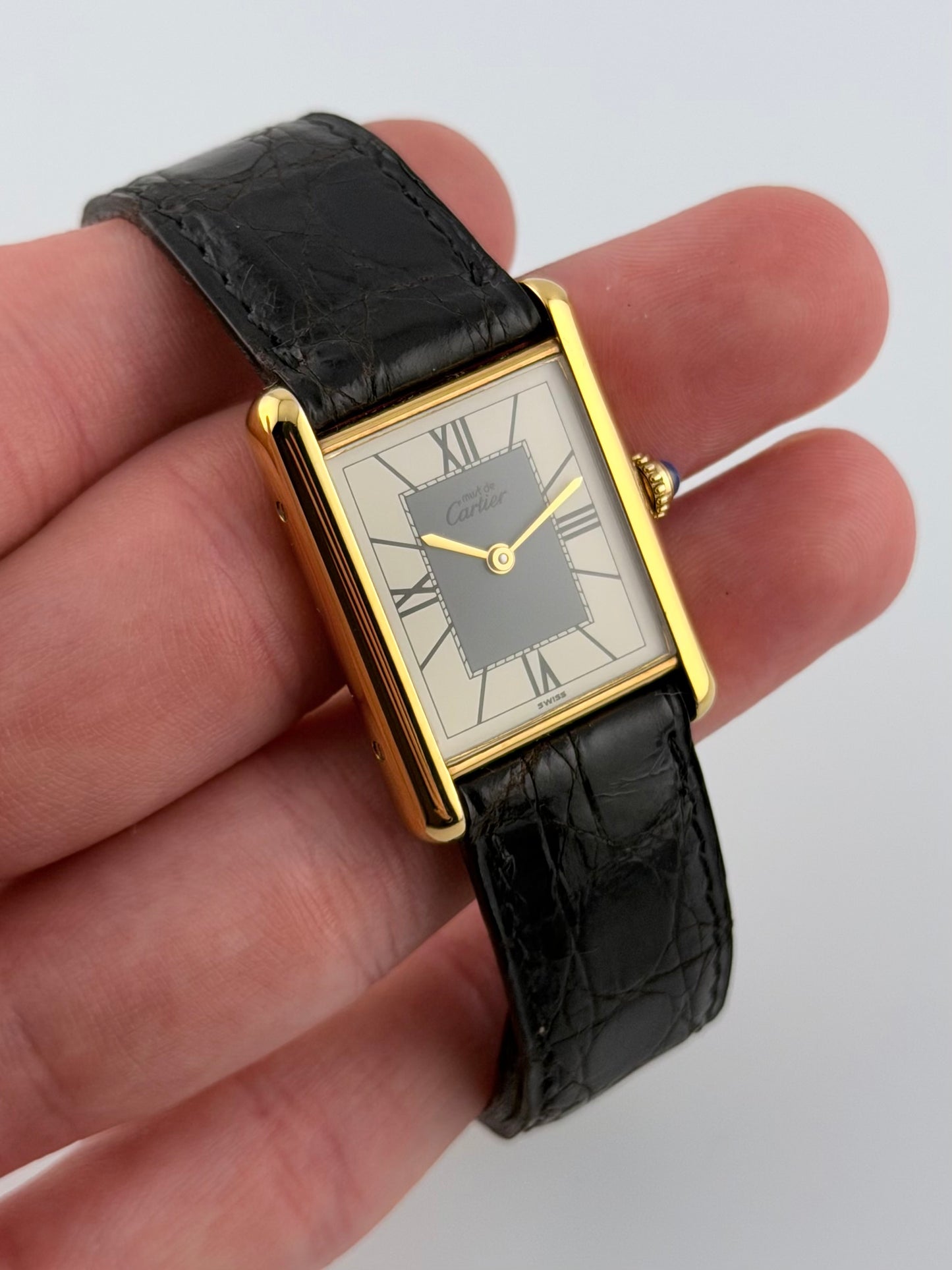 Cartier Tank Must De Tank Vermeil - Grey Art Deco Dial 590005 - Original Strap and Buckle