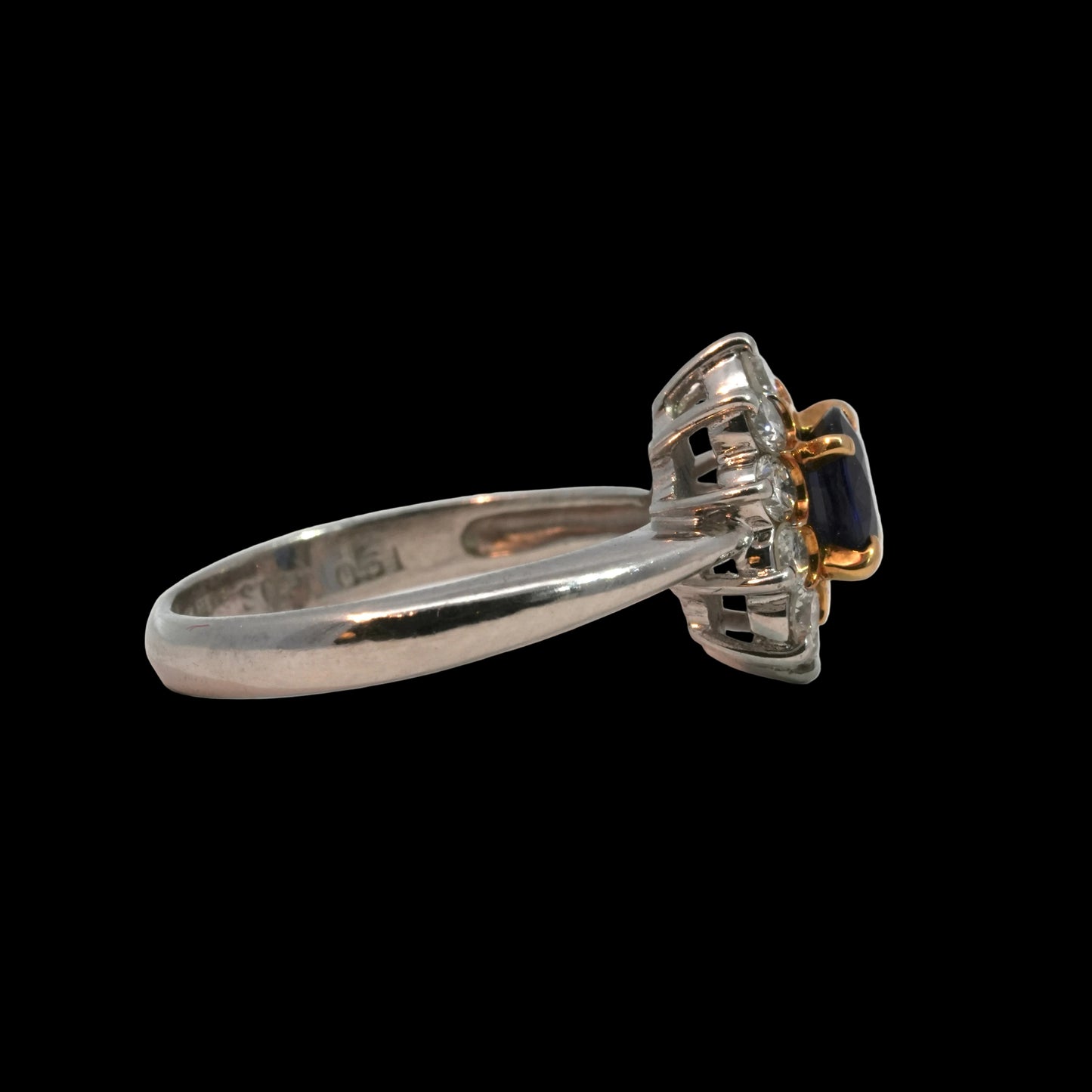 Sapphire & Diamond Cluster Ring - 18k White Gold