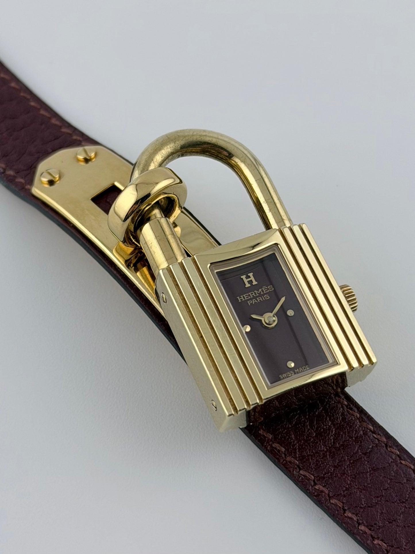 Hermes Paris Kelly Lock Watch -  Burgundy