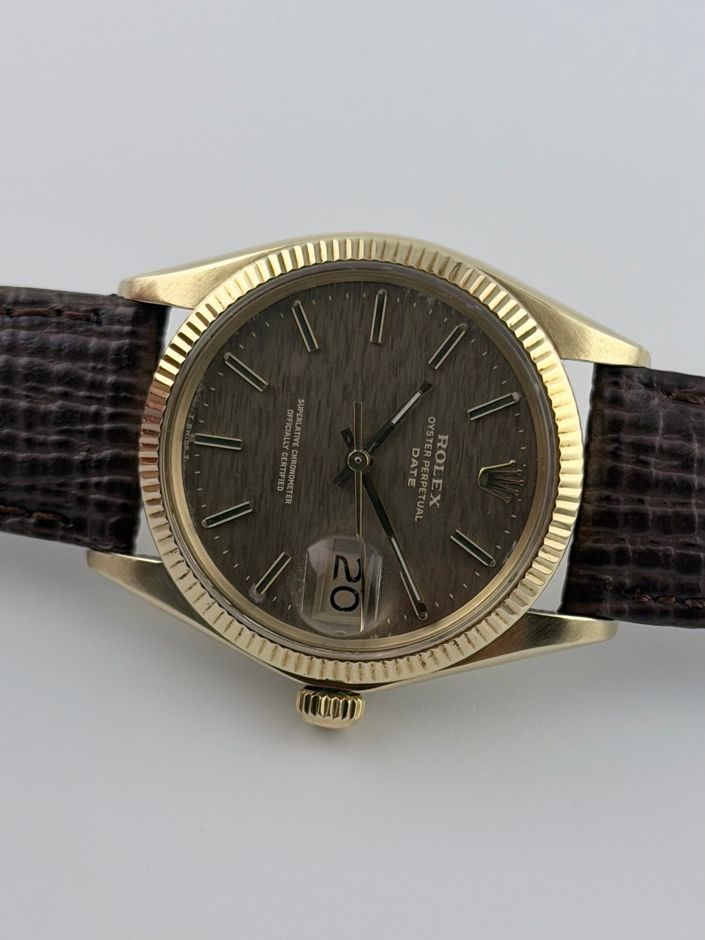 Rolex Oyster Perpetual Date Automatic - 1503 - Ultra Rare Havana Shantung Dial - Solid 14k Gold