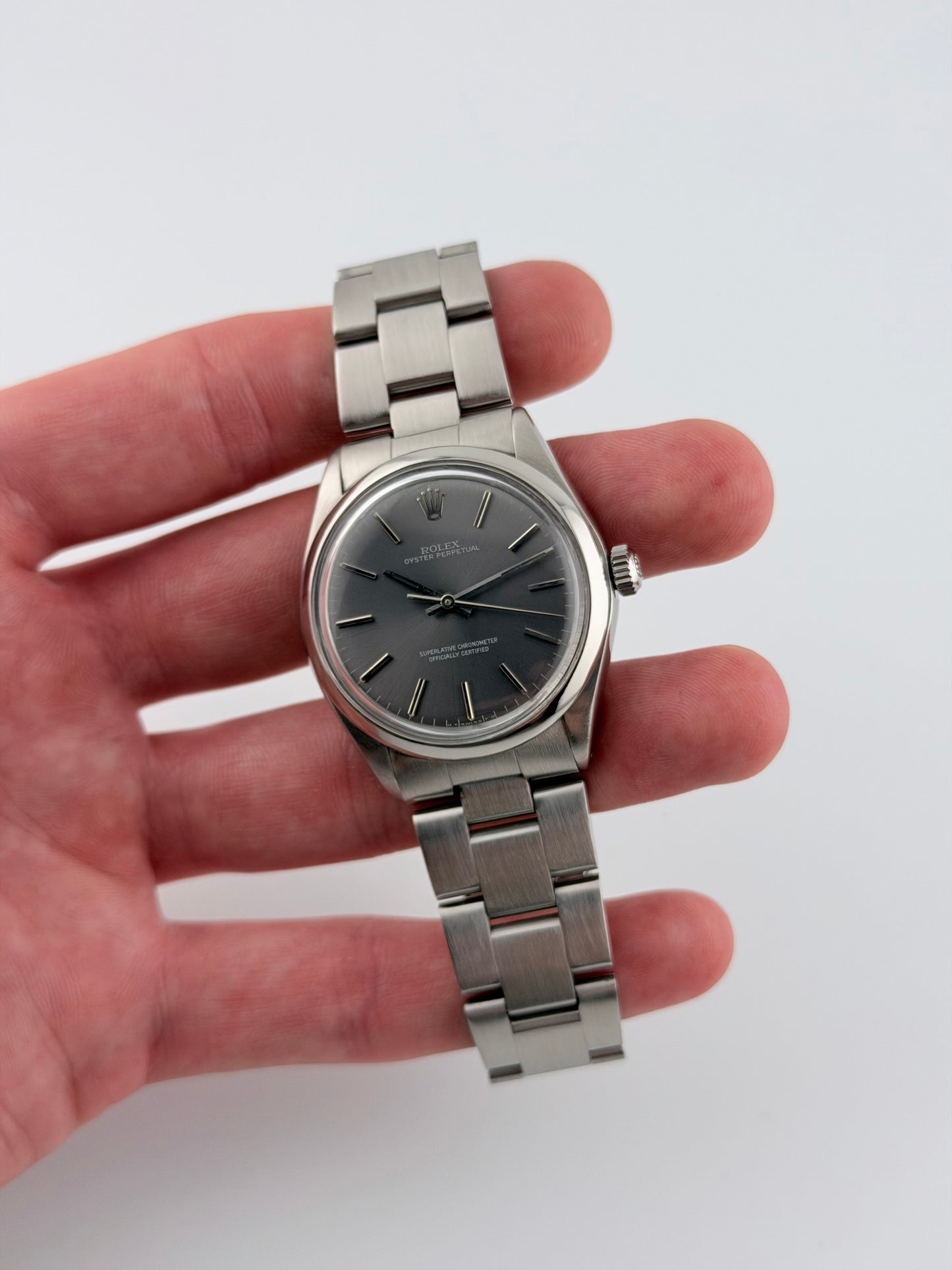 Rolex Oyster Perpetual Automatic 1002 - Rare Grey Ghost Dial - Box and Papers