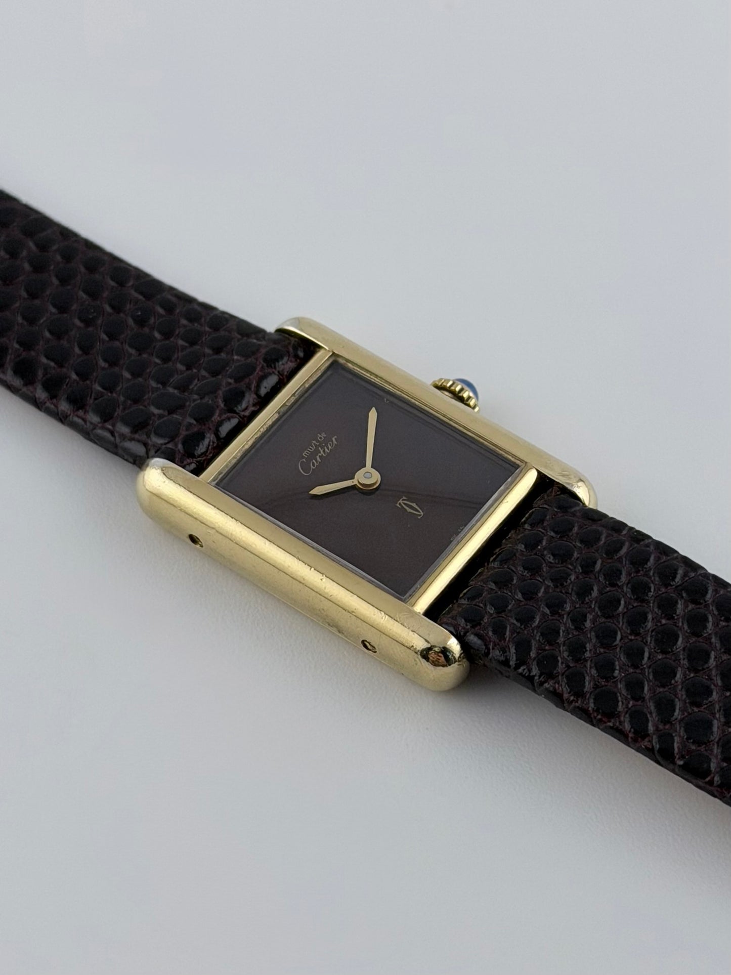 Cartier Must de Tank - 3 - Manual Wind - "Wood" Dial - Original Box - Ladies