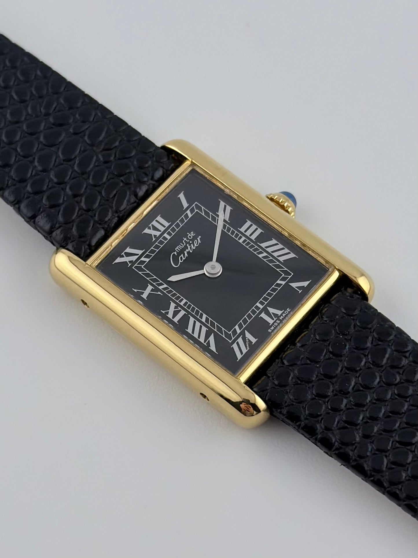 Cartier Must De Tank Manual Wind - 6 - Black Dial - Exception Condition with Papers