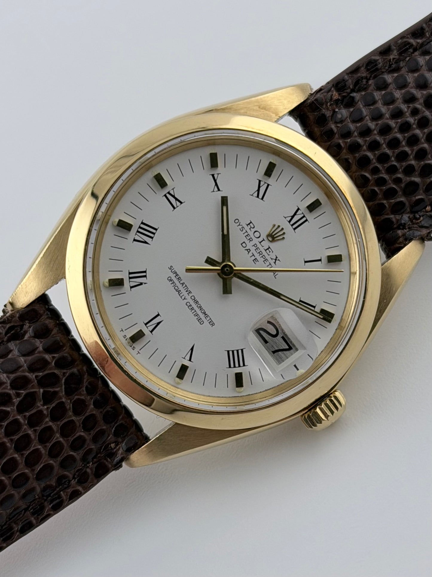 Rolex Oyster Perpetual Date Automatic 18kt Gold - 1500 - Rare Buckley Dial