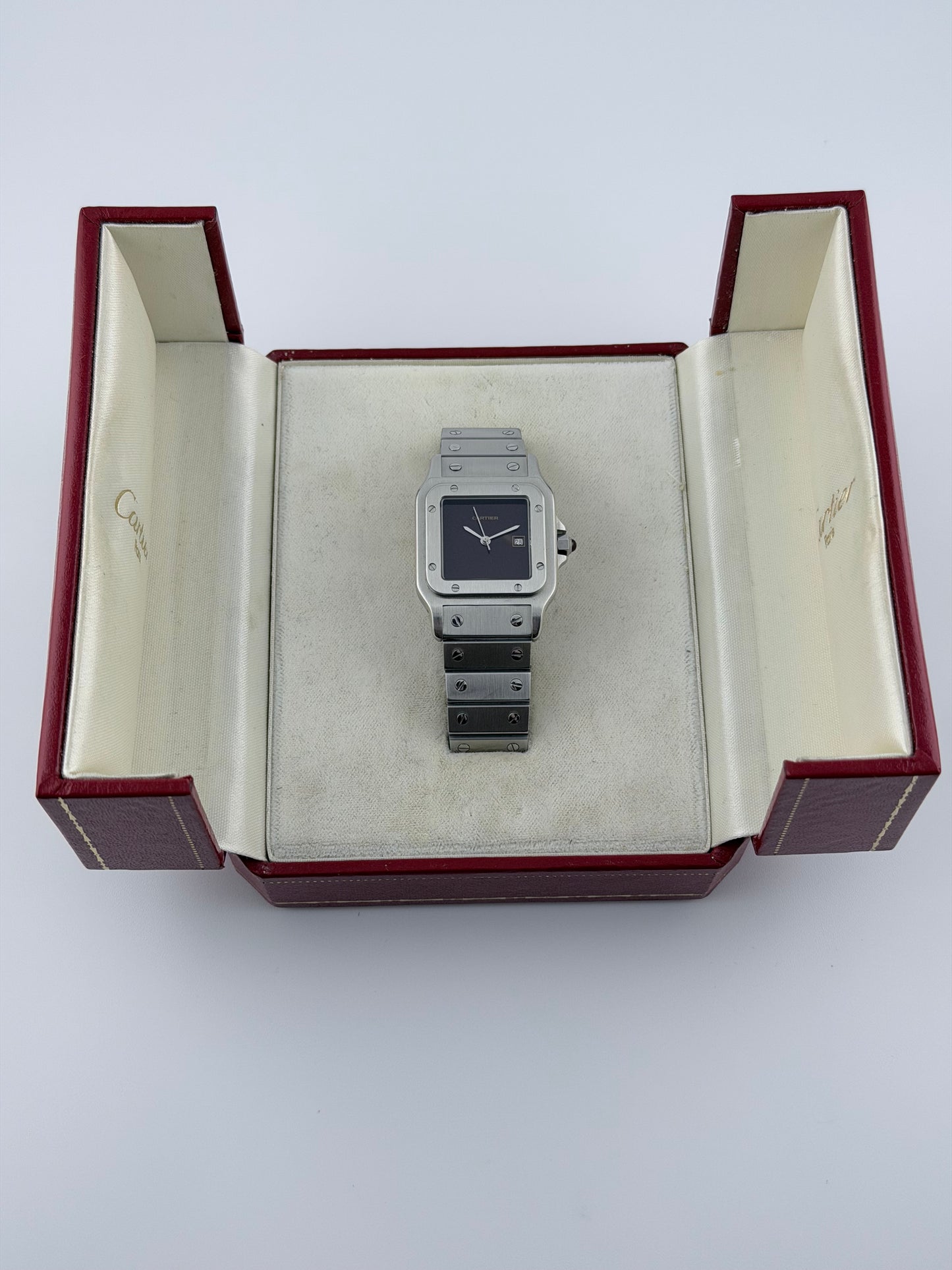 Cartier Santos Carree Automatic - Ultra Rare Burgundy - 2960 - Original Box