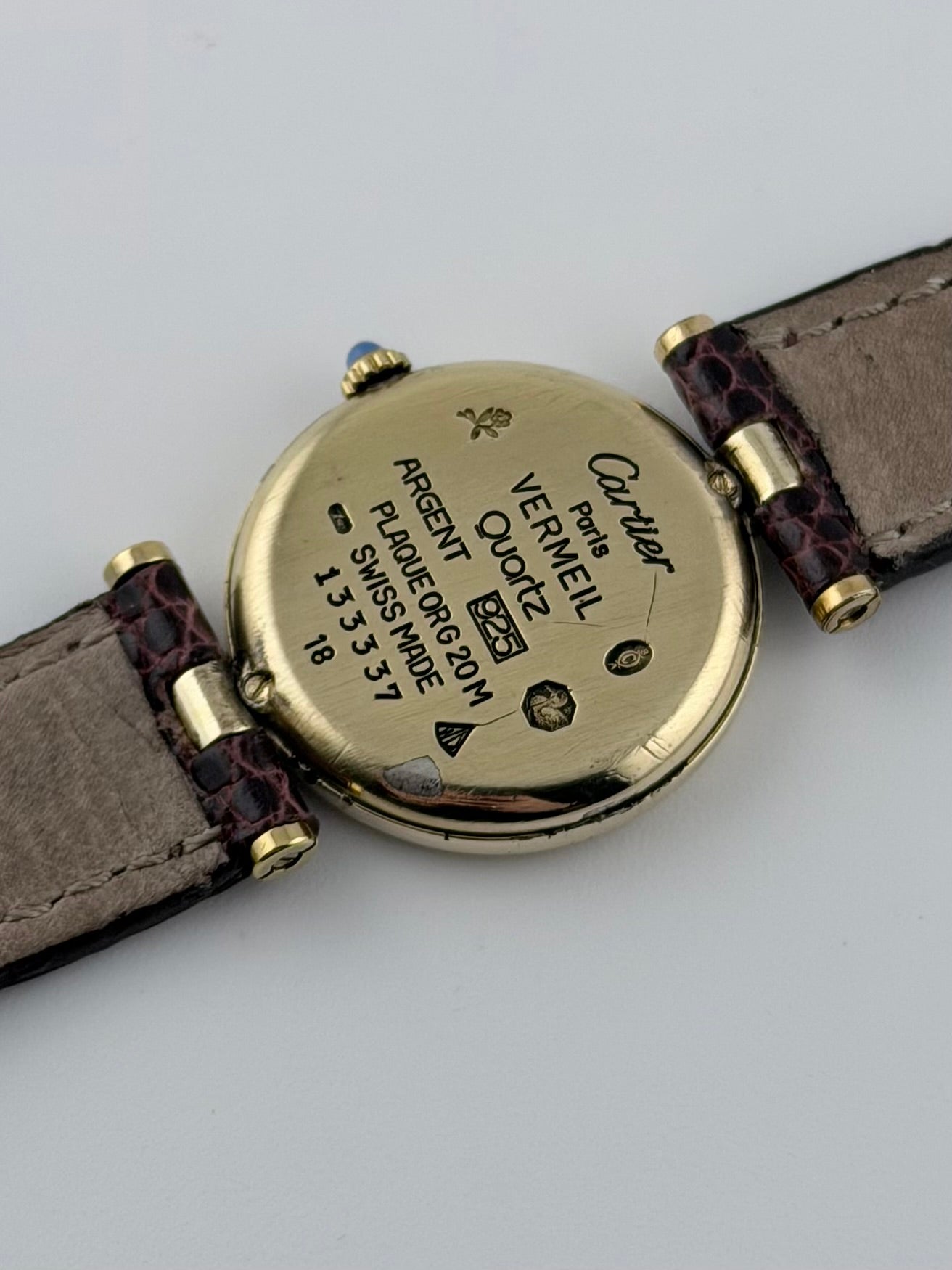 Cartier Must de Cartier Vermeil Quartz - 18 - Gold and Bordeaux Cloisonne Dial - Ladies