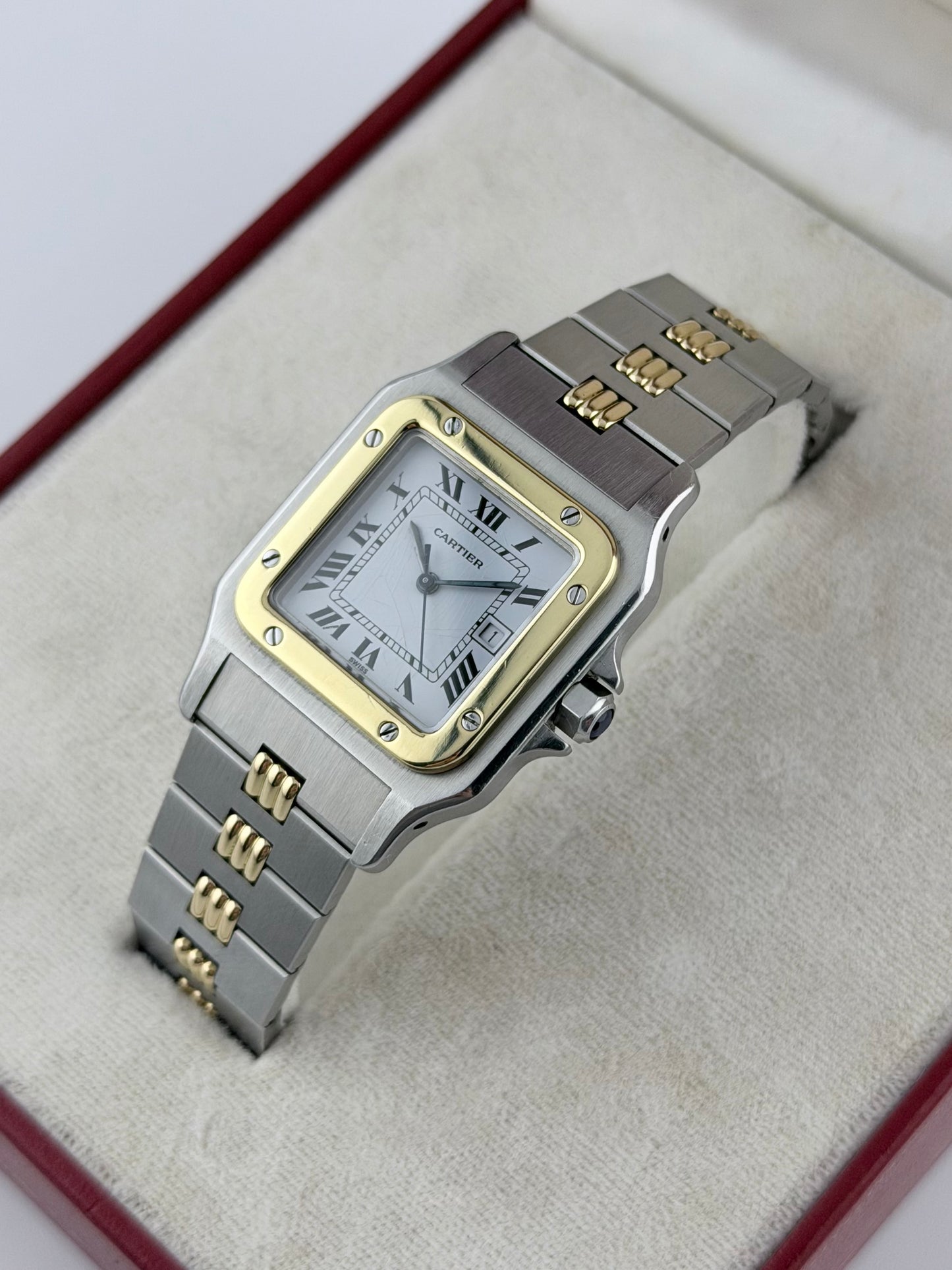 Cartier Santos Carree Automatic Date - Rare Godron Bracelet - 2961