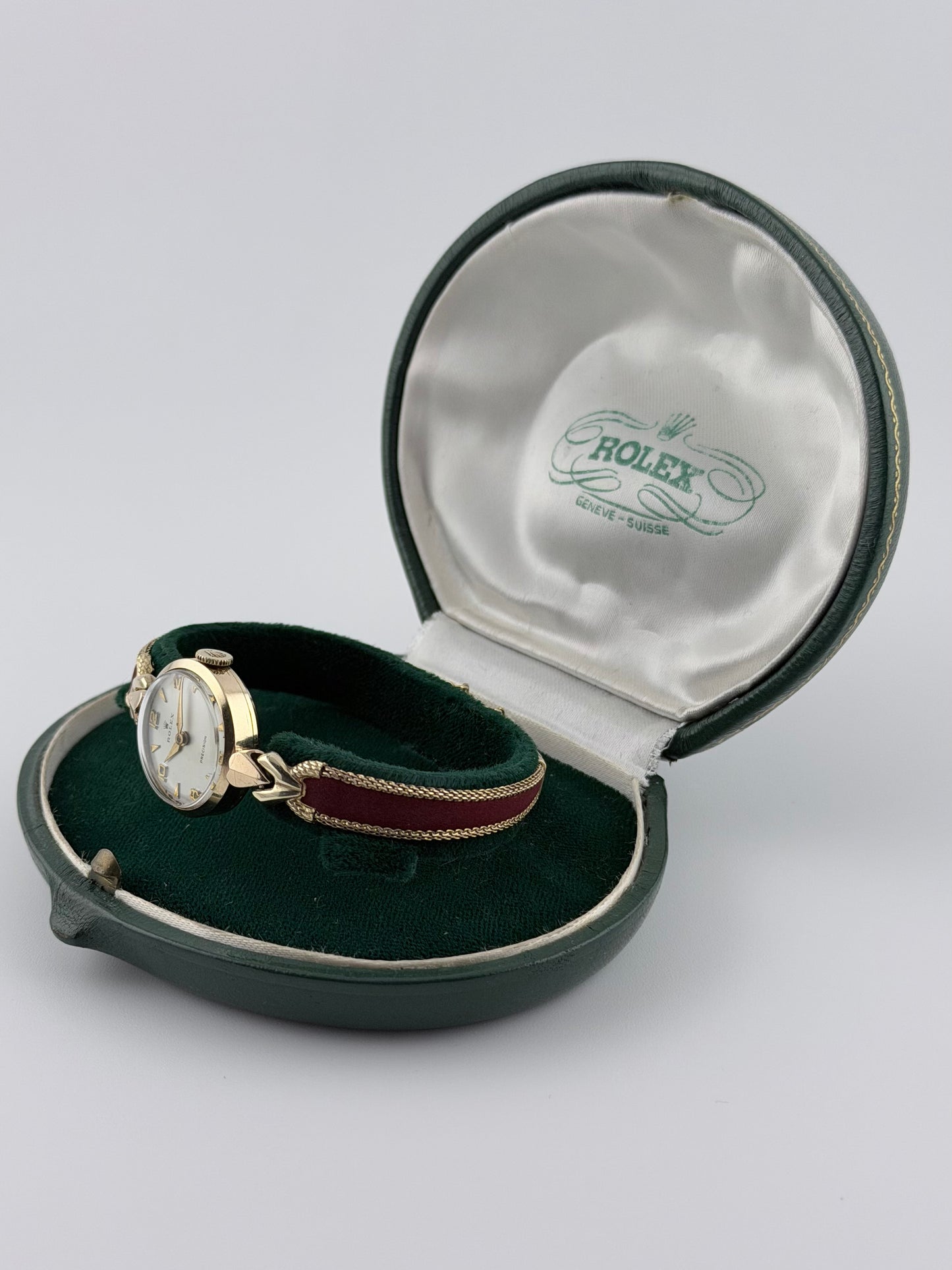 Rolex Precision Ladies Cocktail Watch Manual Wind - Rare - Solid Gold- Clamshell Box - Ladies