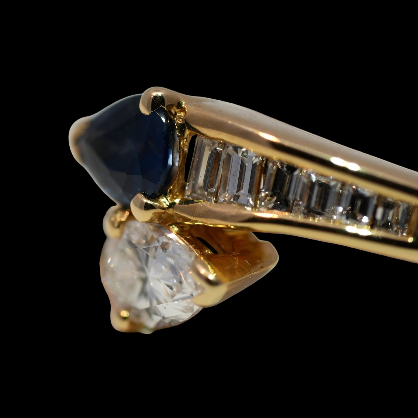 Sapphire & Diamond Toi et Moi Ring