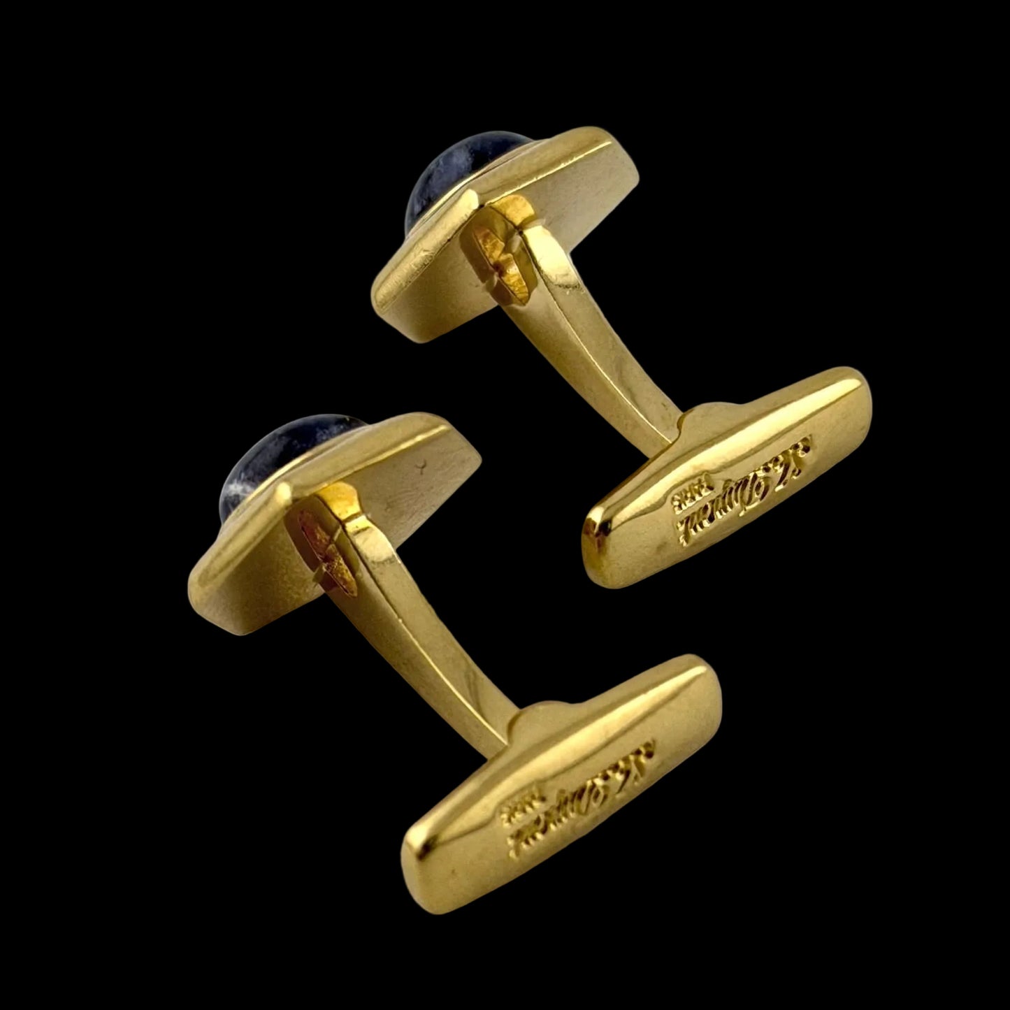 Vintage St Dupont Sodalite Cufflinks - Gold Plated Rare