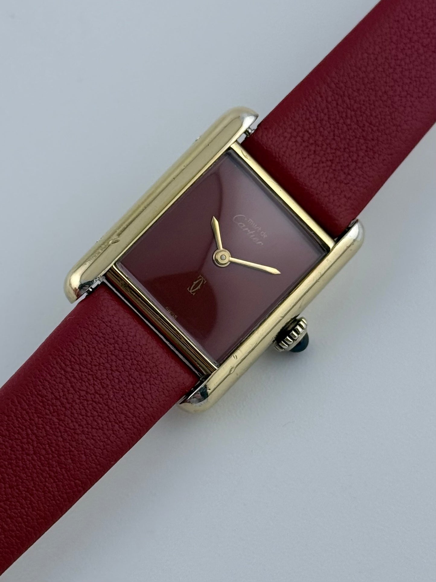 Cartier Must De Paris Tank Manual Wind - 3-025544 Rare Red Dial - Ladies