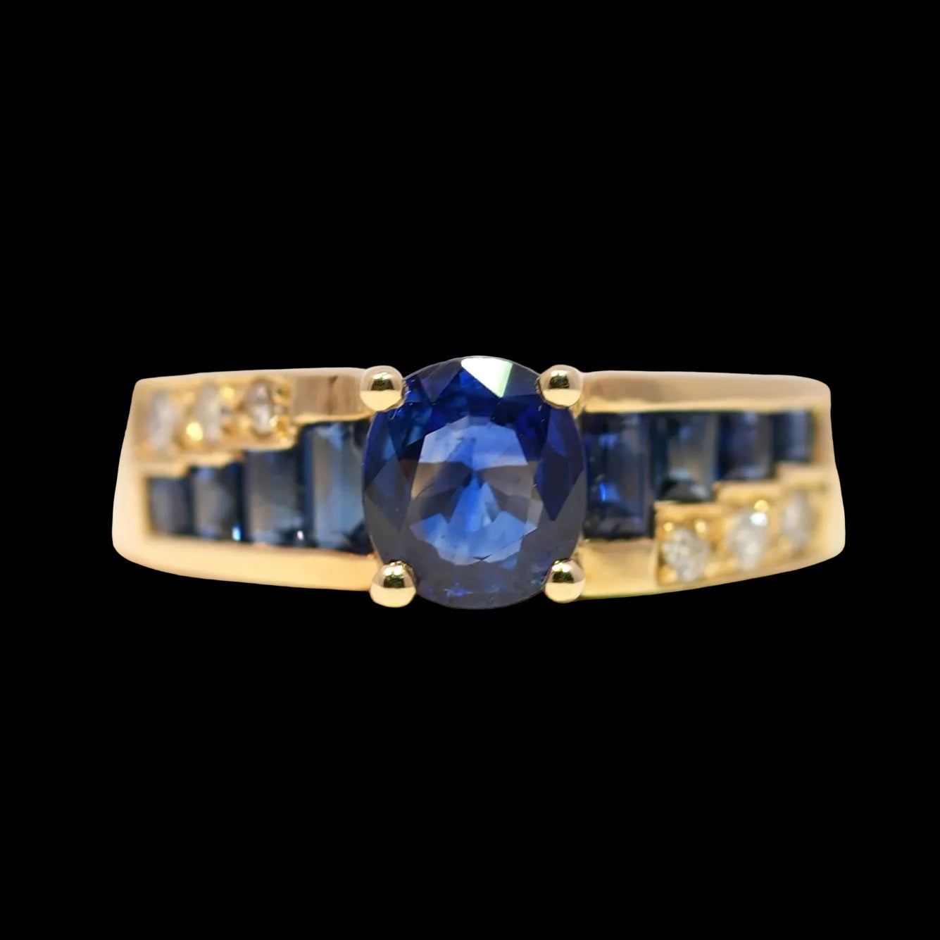 Sapphire & Diamond Staircase Ring 18k Gold