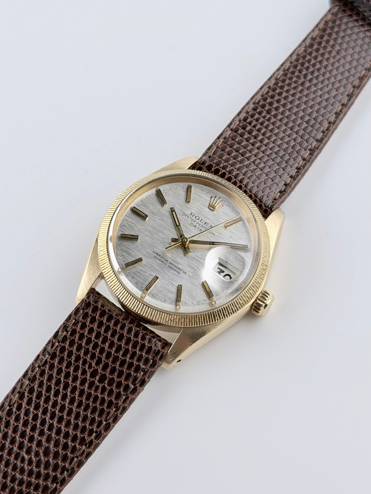 Rolex Oyster Perpetual Date  Automatic  1507 - 18ct Gold - Rare Reeded Bezel - Shantung Dial