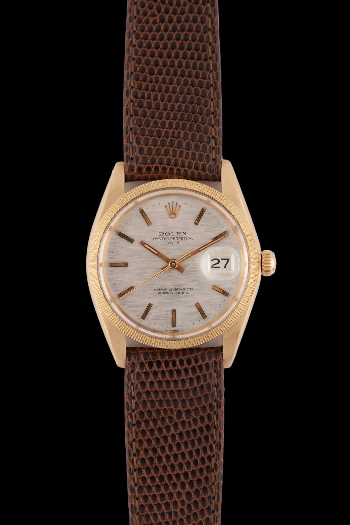 Rolex Oyster Perpetual Date  Automatic  1507 - 18ct Gold - Rare Reeded Bezel - Shantung Dial