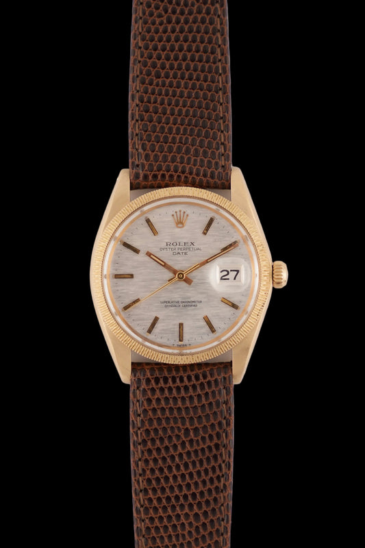 Rolex Oyster Perpetual Date  Automatic  1507 - 18ct Gold - Rare Reeded Bezel - Shantung Dial