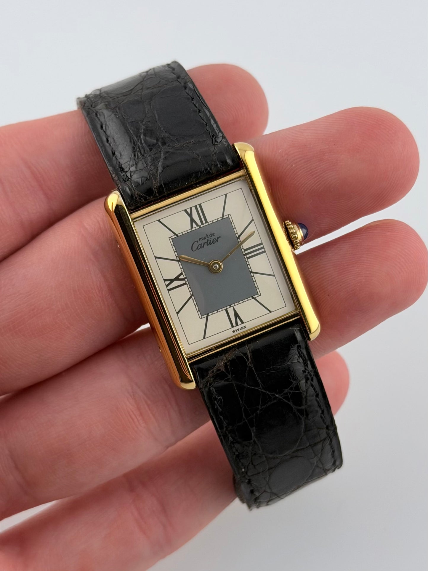 Cartier Tank Must De Tank Vermeil - Grey Art Deco Dial 590005 - Original Strap and Buckle