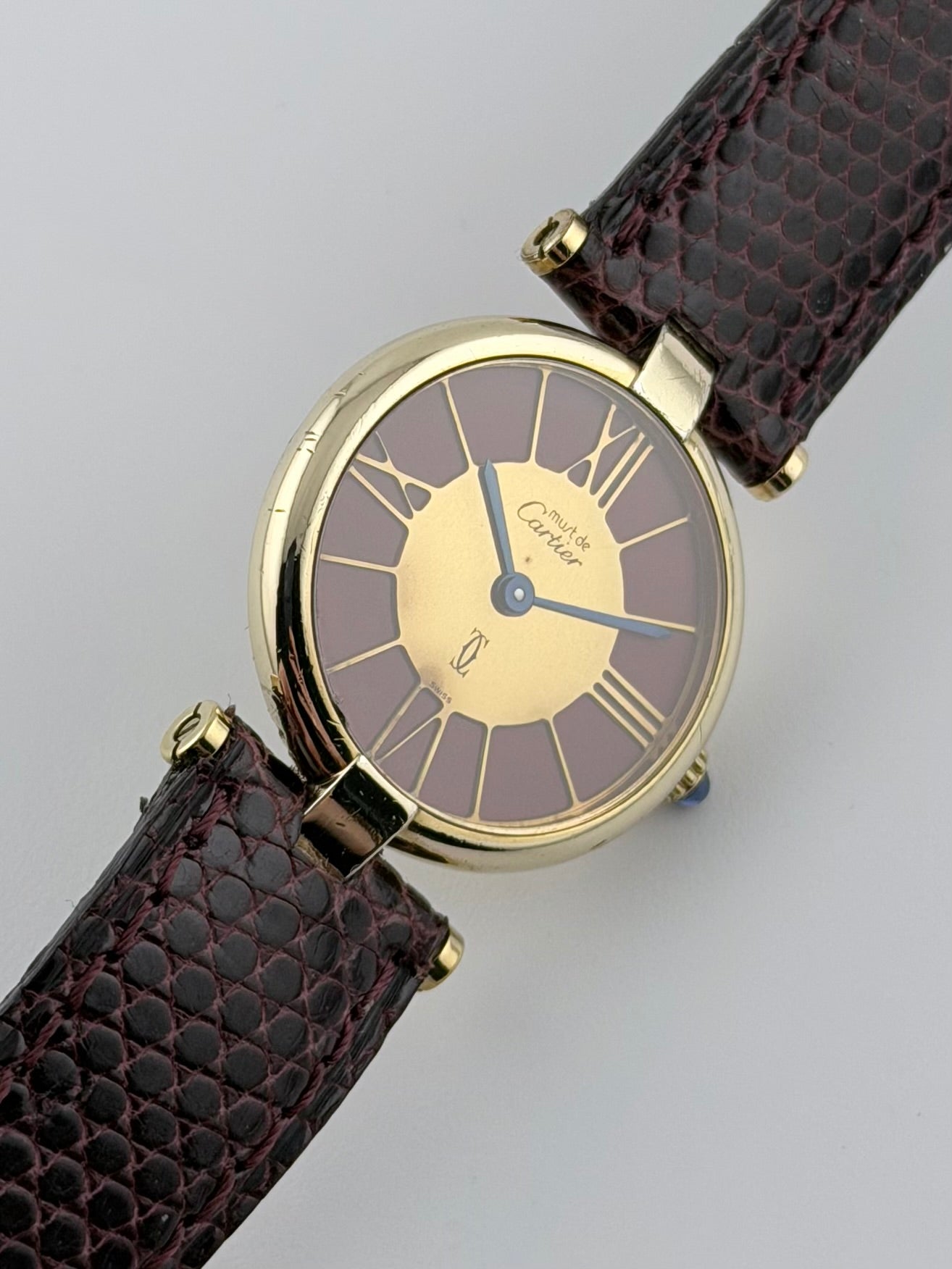 Cartier Must de Cartier Vermeil Quartz - 18 - Gold and Bordeaux Cloisonne Dial - Ladies