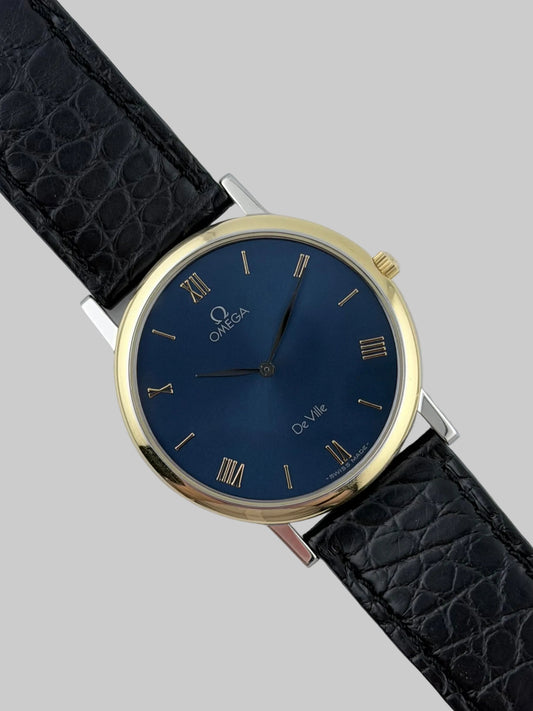 Omega DeVille Quartz - 195.2378 - Blue Sunburst Dial - Original Strap and Buckle
