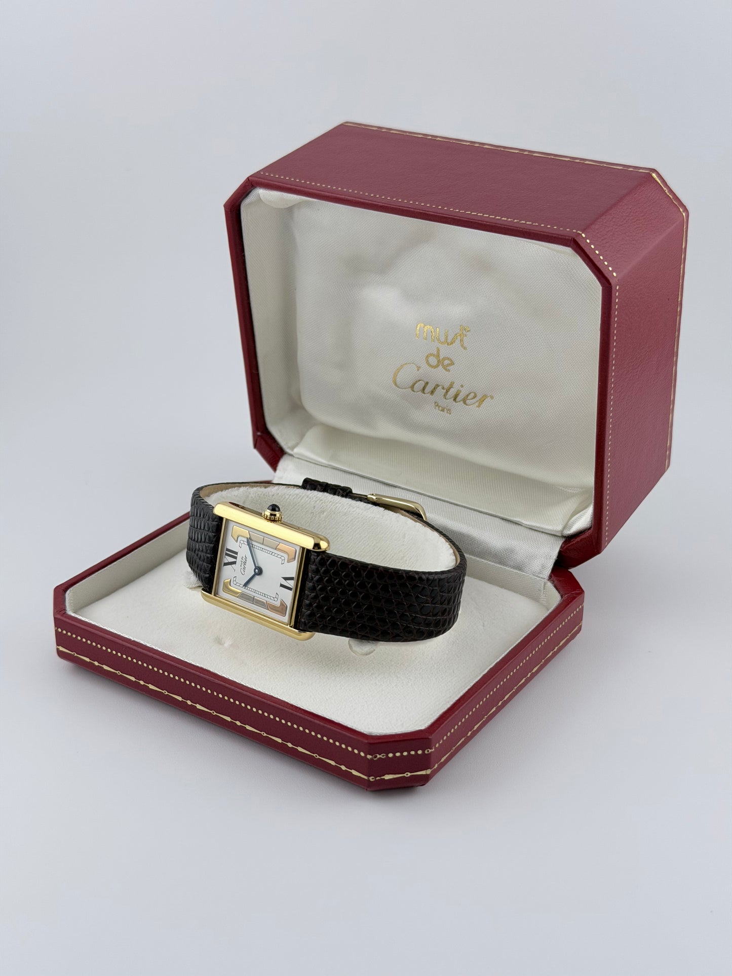 Cartier Must De Paris Vermeil Tank Quartz - 590005 Trinity Dial - Original Box